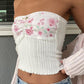 Cute Floral Knitted Bandeau Top with Patchwork