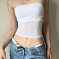 White Panel Mesh Bandeau Top