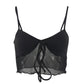 Top con camicetta prospettica in rete nera vintage