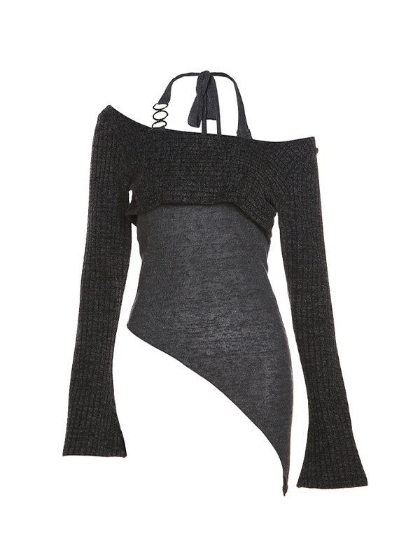 Classic Solid Slim Fit Halter Sweater