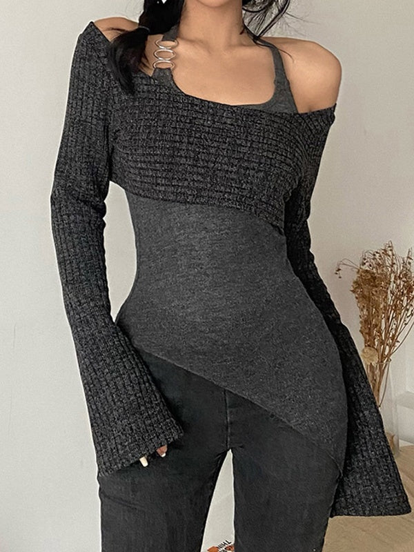 Classic Solid Slim Fit Halter Sweater