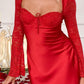 Romancia Red Long Arm Mini Dress