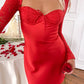 Romancia Red Long Arm Mini Dress