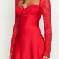 Romancia Red Long Arm Mini Dress