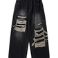 Jeans larghi strappati anni 2000 con foro finto unisex