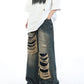 Jeans larghi strappati anni 2000 con foro finto unisex