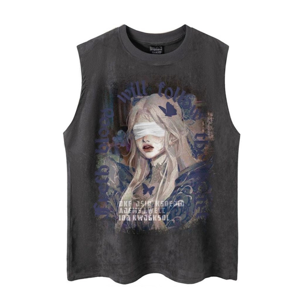 Hip Hop Oversize Tank Top mit Girl Print