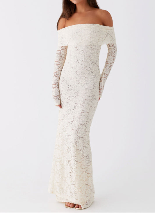 Genoviva Spitz Maxikleid - Ivory