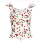 Y2k backless short sleeve crop top with cherry print