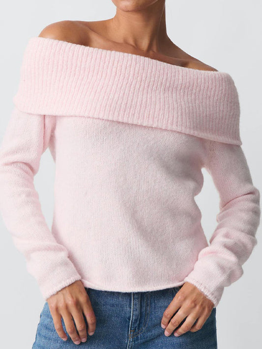 Einzelfarbige Y2k Off Shoulder Oversized Pullover