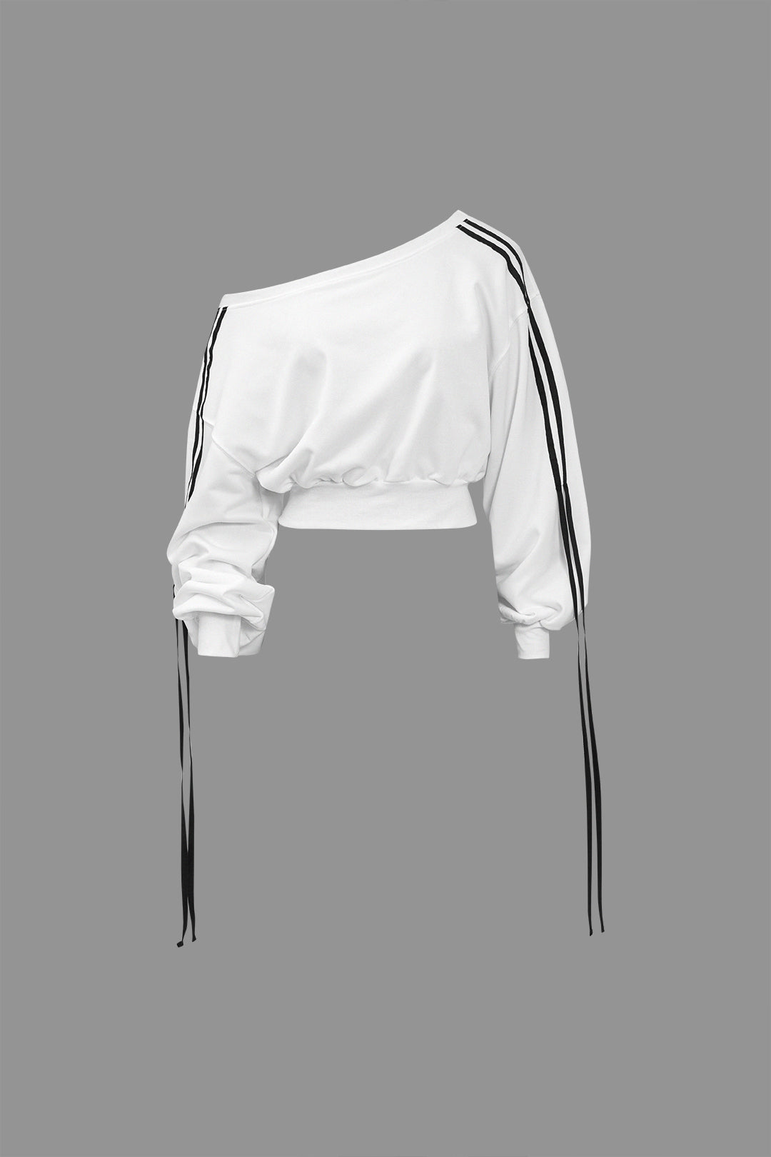 Y2K White Sweatshirt with Contrast and Ties