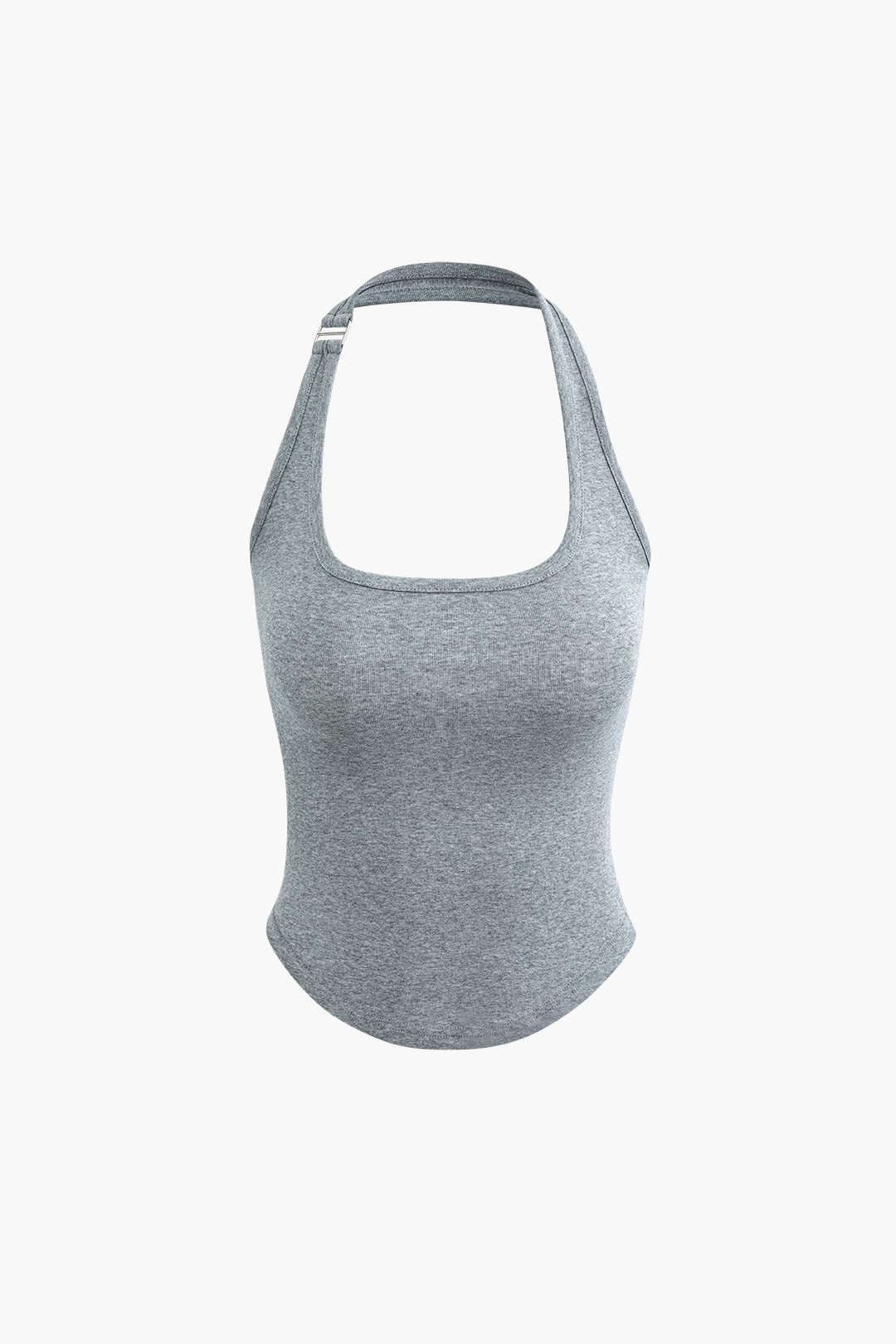 Halter Tank Top with Curved Hem