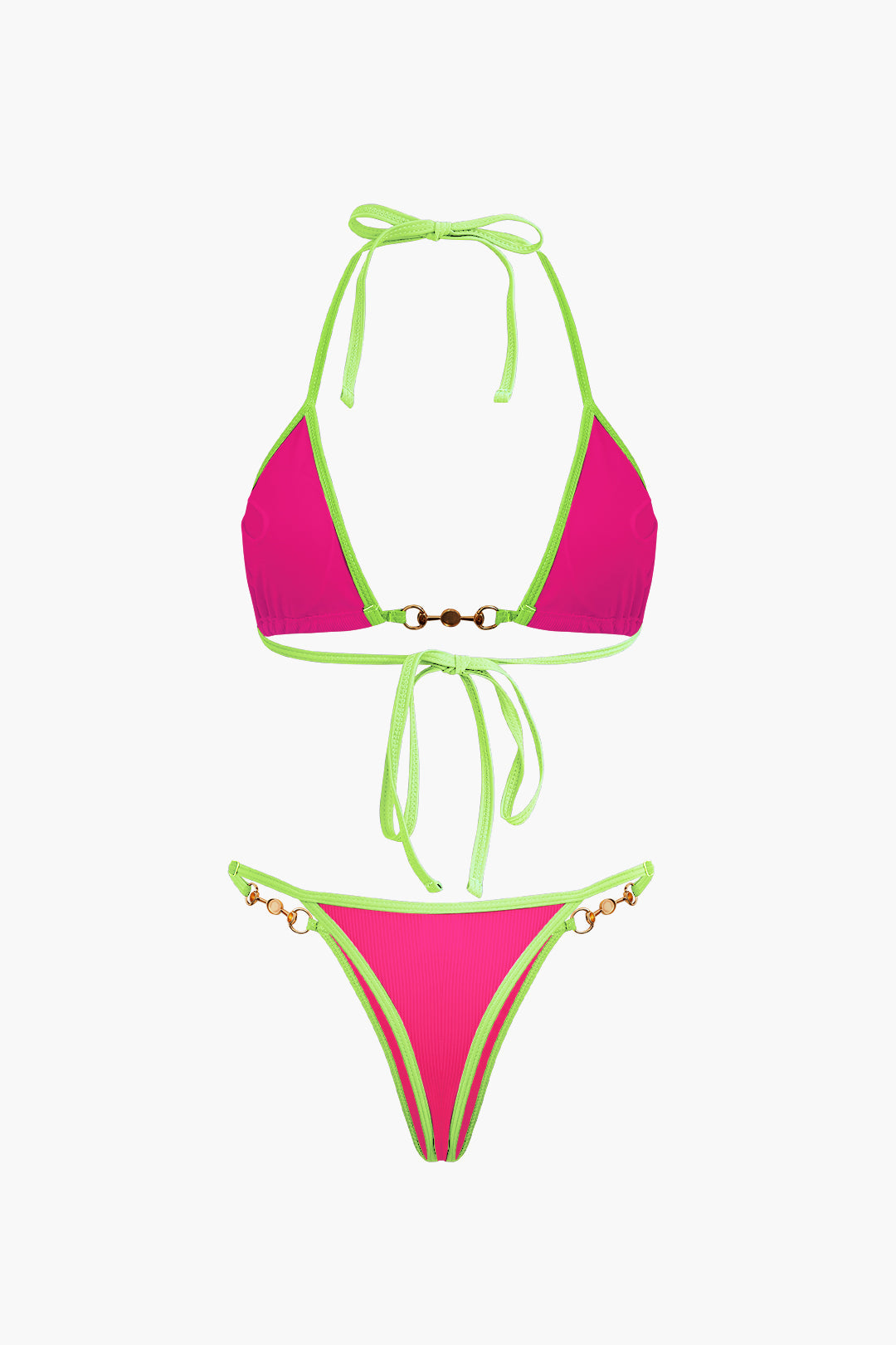 Set bikini a 2 pezzi con dettagli in perla vintage a contrasto 