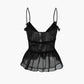 JY Solid Color Y2K Tie Front Sheer Ruffle Cami Top / Solid Color Y2K Tie Front Sheer Ruffle Cami Top 