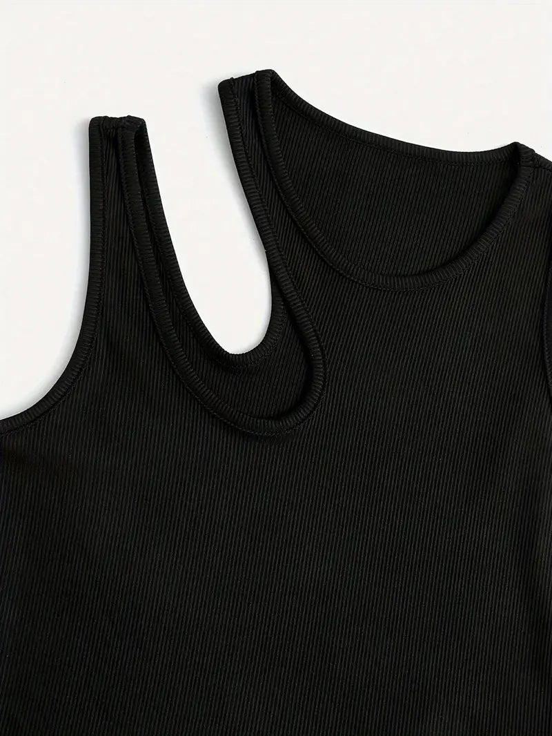 Basic Asymmetrisches Crop Tank Top