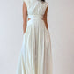 Solid Color Vintage Faux Neckline Pleated Maxi Dress 