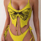 Y2K Butterfly Pattern Lace Up Bikini Set