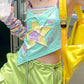 Blauwe Y2K Star Patch asymmetrische cami top