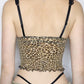 Vintage Bow Lace Splice Leopard Print Cami Top