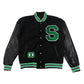 Retro Schwarze Oversize Logo Varsity Jacke