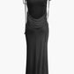 French shawl collar maxi dress with open back