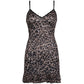 Vintage lace stitching v-neck leopard print mini dress