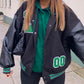 Retro Schwarze Oversize Logo Varsity Jacke