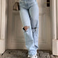 Hellblaue 2000er Y2k Boyfriend Jeans mit Zerrissenem Design