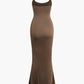 Klassisches Verstellbaren Trägern Maxi Slip Kleid