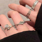 Silbernes Vintage 4 Teiliges Dorn Rose Weinreben Armreif Ring Set