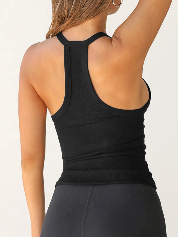 Solid Slim Knit Camisole with V Neck