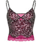 Vintage camisole top with lace trim and leopard print