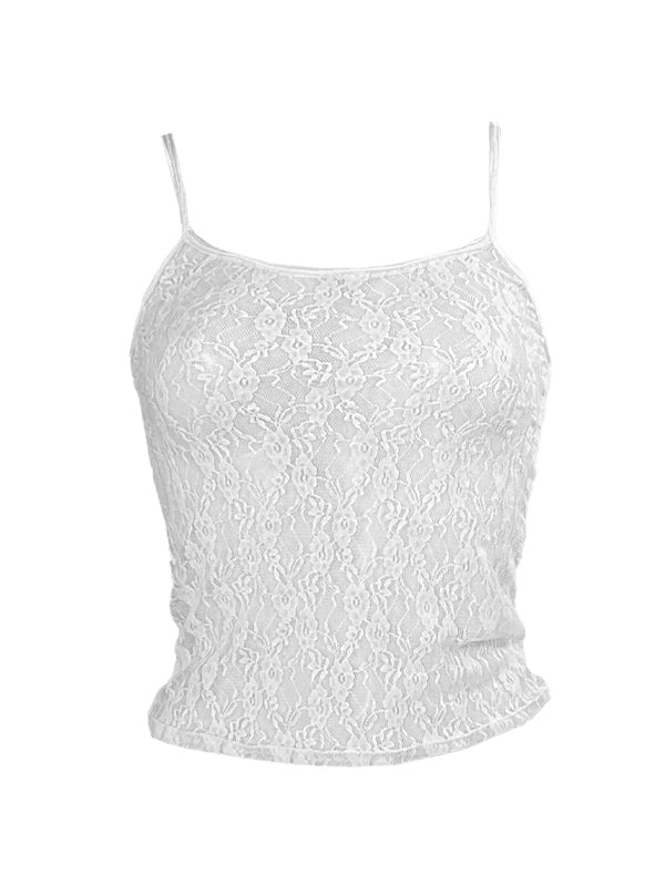 Schmales Camisole mit Durchgehendem Spitzendesign