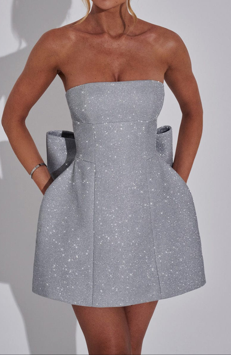 Graziosa Minikleid – Silber Glitzer