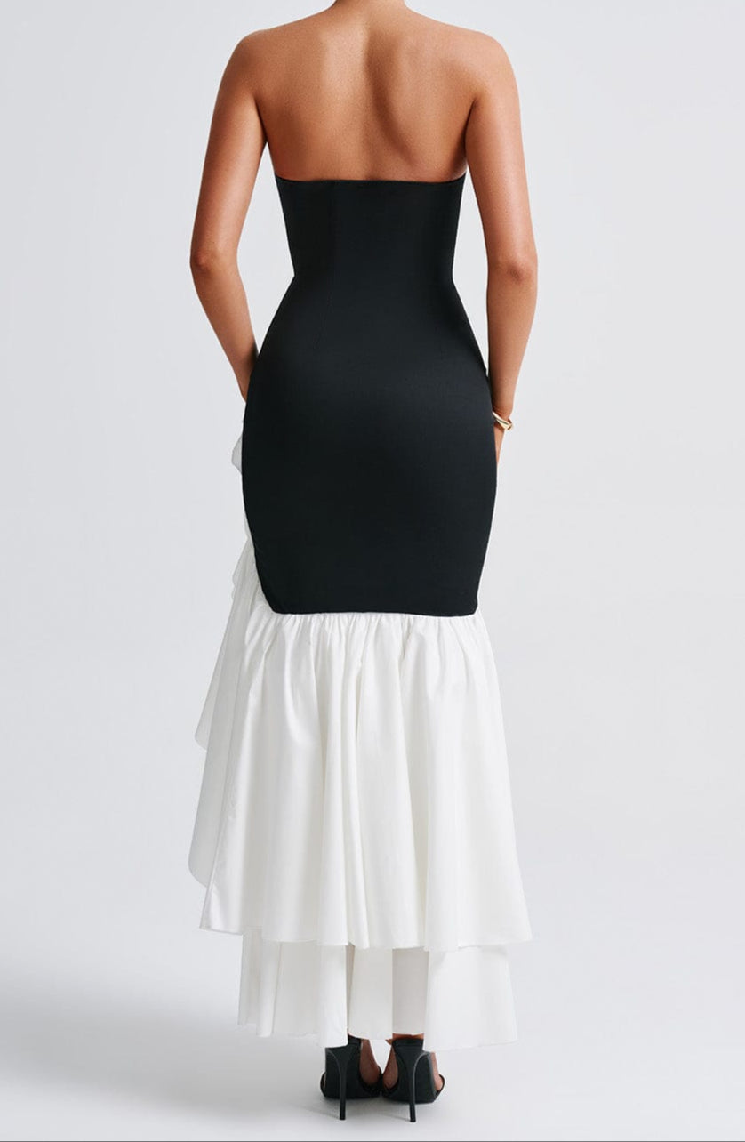 Pierina Maxikleid – Schwarz/Weiß