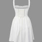 White lace trim mini dress with tie back