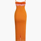 Orange Cami Midikleid mit Spitzenbesatz