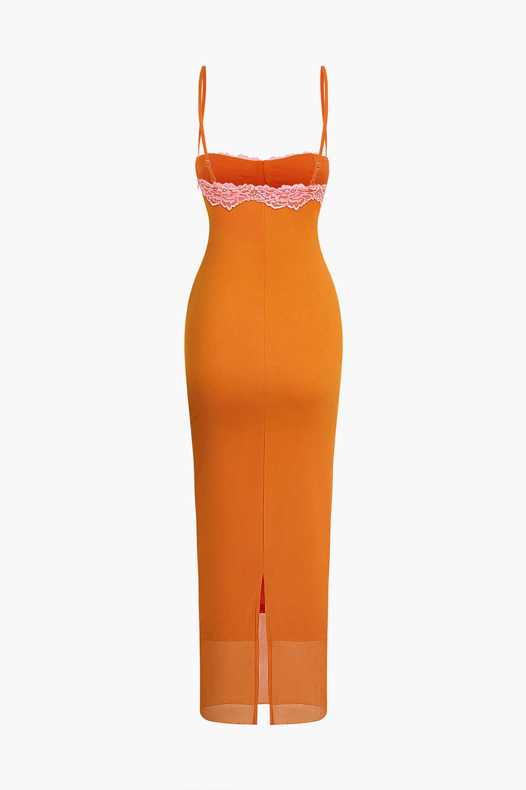 Orange Cami Midikleid mit Spitzenbesatz