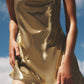 Y2K Cowl Neck Metallic Slip Mini Dress