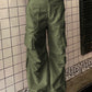 Green Hip Pop Low Rise Cargo Pants with Side Zipper