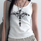 Weißes Gothic Print Nieten Tank Top