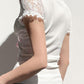 White Y2K Bow Lace Patchwork Bubble Sleeve Top