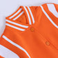 Orange Contrast Color Crop Varsity Jacket