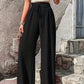 Solid Color Casual Drawstring High Waist Pants 