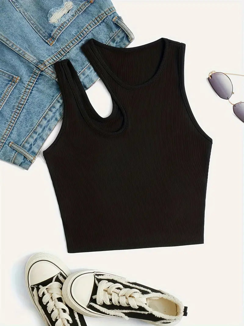 Basic Asymmetrisches Crop Tank Top