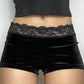 Schwarze Vintage Lace Trim Shorts