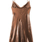 Y2K Cowl Neck Metallic Slip Mini Dress