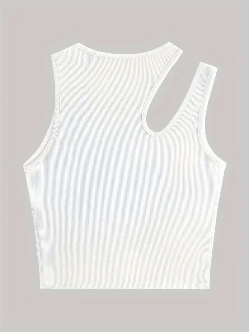 Basic Asymmetrisches Crop Tank Top