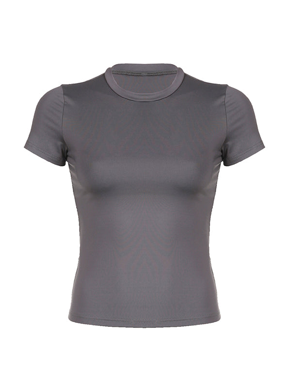 Grey classic round neck short sleeve t-shirt