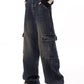 Punk High Waist Geradem Bein Cargo Jeans